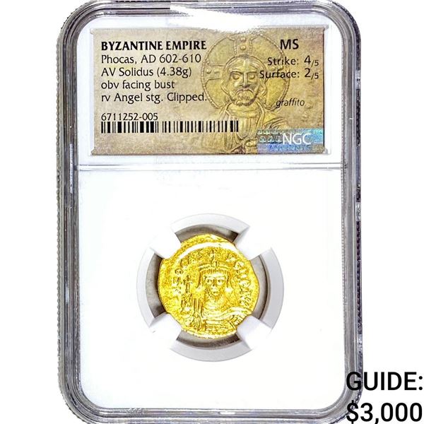 Byzantine Phocas 602-610 AD Gold Solidus NGC MS