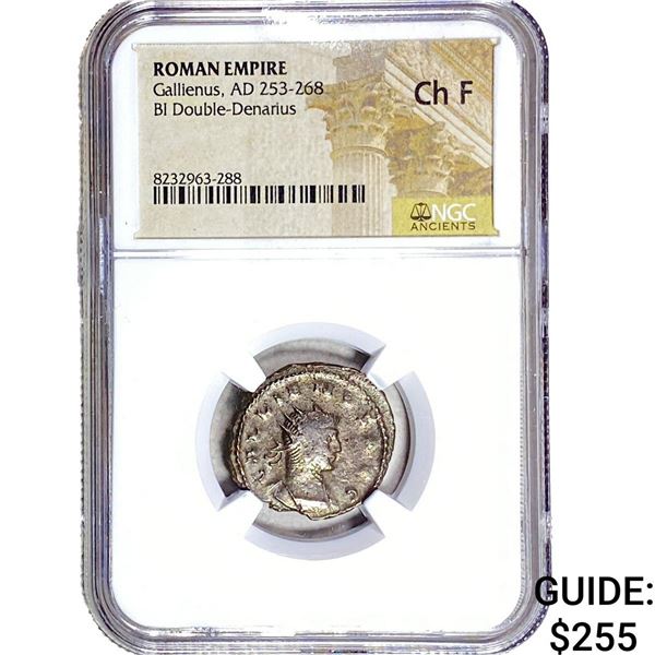 Roman Gallienus 253-268 AD Bi Dbl-Denarius  Ch F