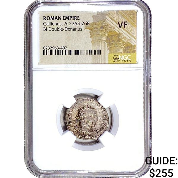 Roman Gallienus 253-268 AD Bi Dbl-Denarius NGC VF