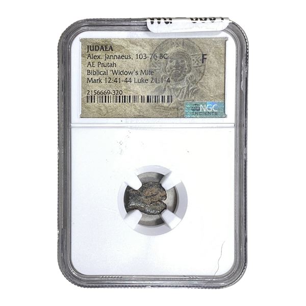 Judaea Alex Jannaeus 103-76 BC Bronze Prutah NGC F