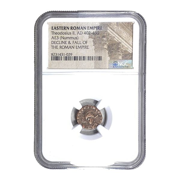 Roman Theodosius II 402-450 AD AE3 Nummus NGC