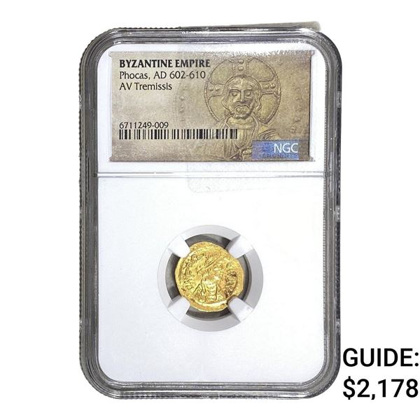 Byzantine Phocas 602-610 AD Gold Tremissis NGC