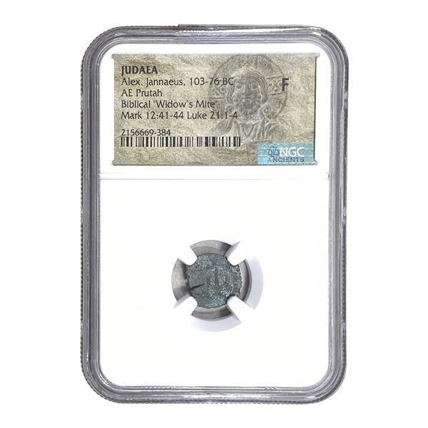 Judaea Alex Jannaeus 103-76 BC Bronze Prutah NGC F