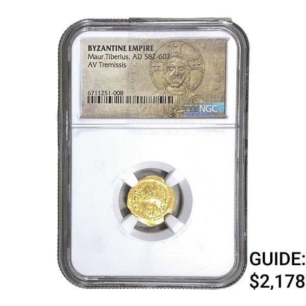 Byzantine Maur Tiberius 582-602 AD Gold Tremissis NGC