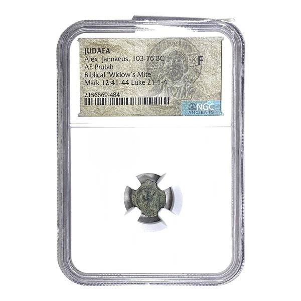 Judaea Alex Jannaeus 103-76 BC Bronze Prutah NGC F