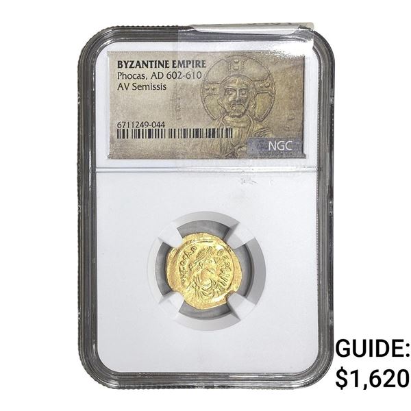 Byzantine Phocas 602-610 AD Gold Semissis NGC