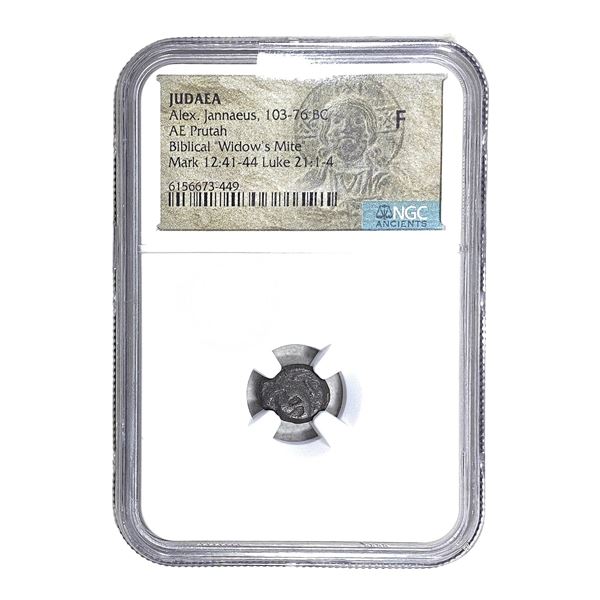 Judaea Alex Jannaeus 103-76 BC Bronze Prutah NGC F