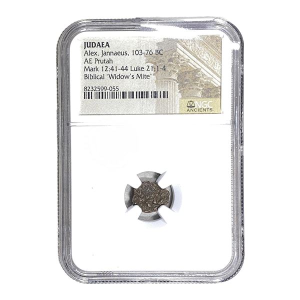 Judaea Alex Jannaeus 103-76 BC Bronze Prutah NGC