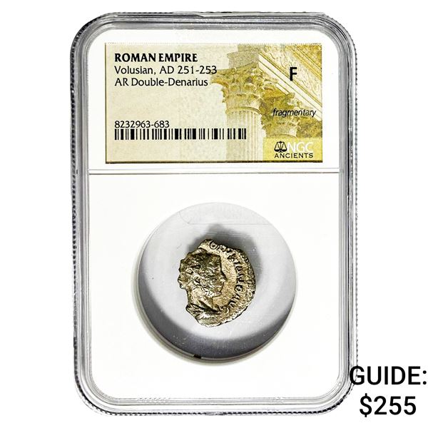 Roman Volusian, AD 251-253 Silver Dbl-Denarius  F