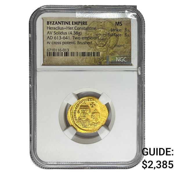 Byzantine Heraclius+Her. Constantine Gold Solidus 4.38g