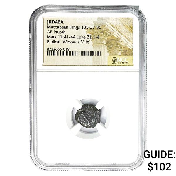 Judaea Maccabean Kings 135-37BC Widow's Mite NGC