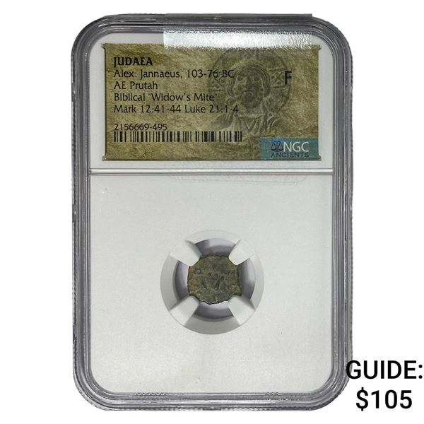 Judaea Alex. Jannaeus 103-76 BC Widow's Mite  F