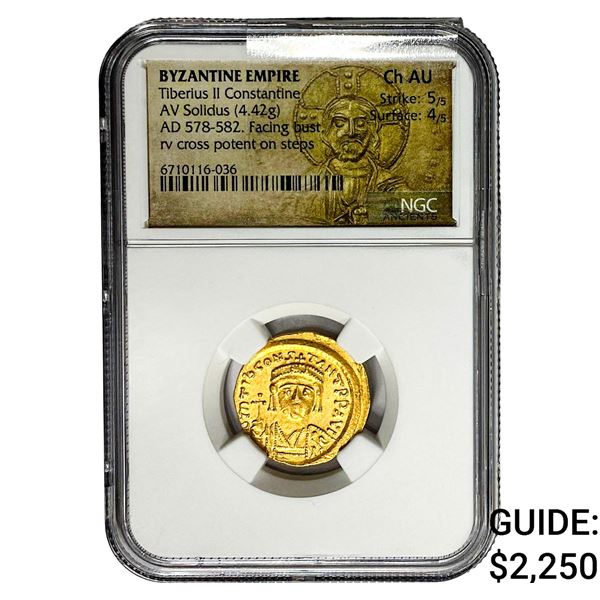 Byzantine Tiberius II AD578-582 Gold Soldius 4.42g