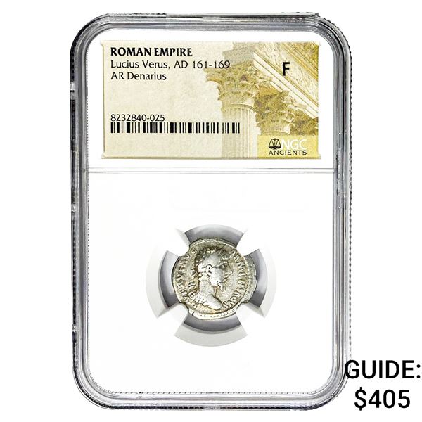 Roman Lucius Verus AD 161-169 Silver Denarius  F