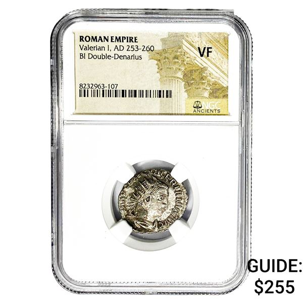 Roman Valerian I AD253-260 BI Dbl-Denarius NGC VF