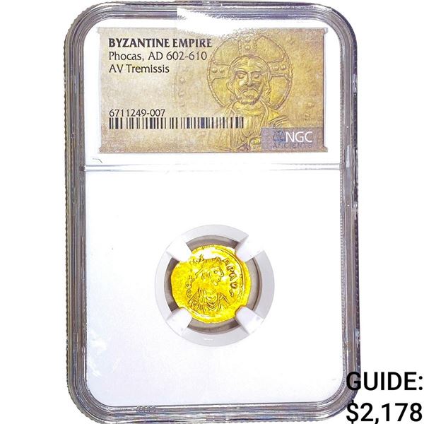 Byzantine Phocas 602-610 AD Gold Tremissis NGC