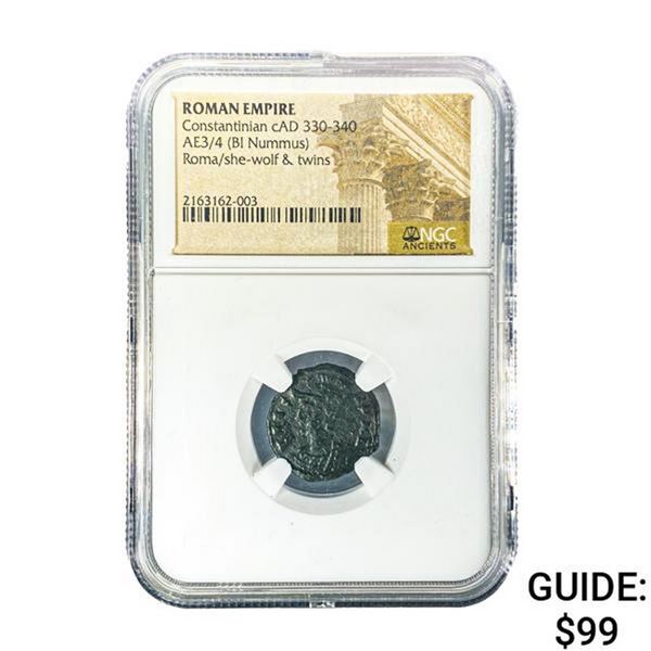 Roman Constantinian cAD 330-340 AE3/4 BI Nummus