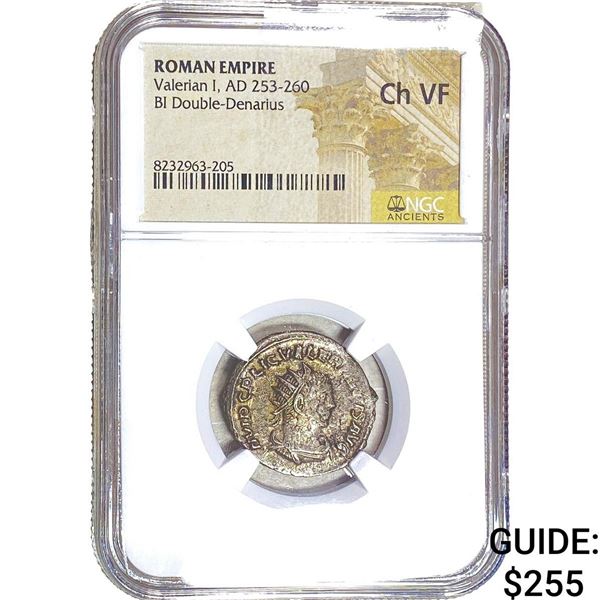 Roman Valerian I 253-260 AD Bi Dbl-Denarius NGC