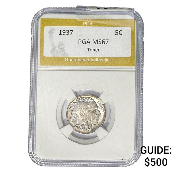 1937 Buffalo Nickel PGA MS67 Toner