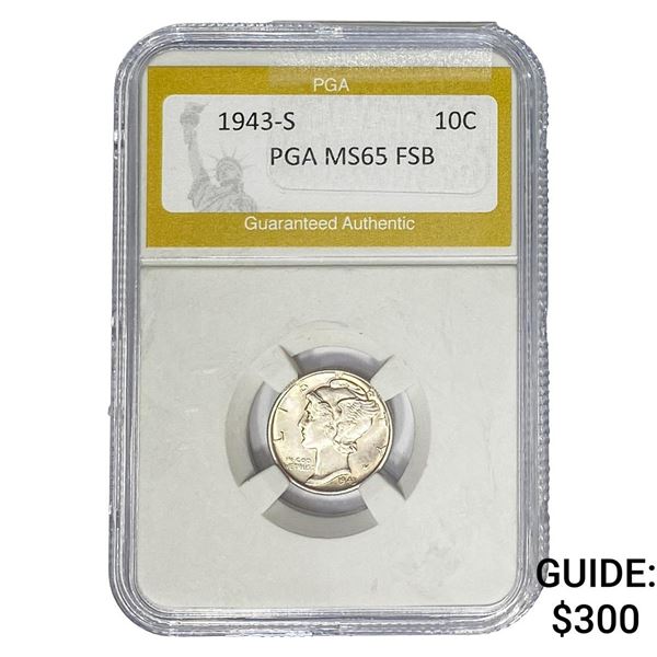 1943-S Mercury Silver Dime PGA MS65 FSB