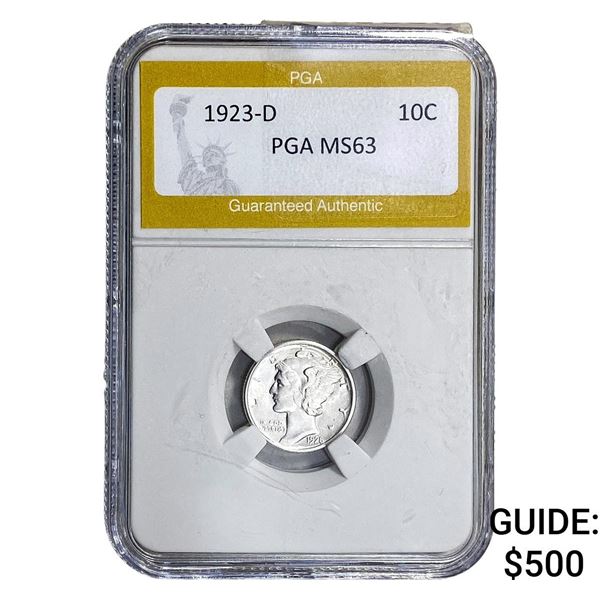 1923-D Mercury Silver Dime PGA MS63