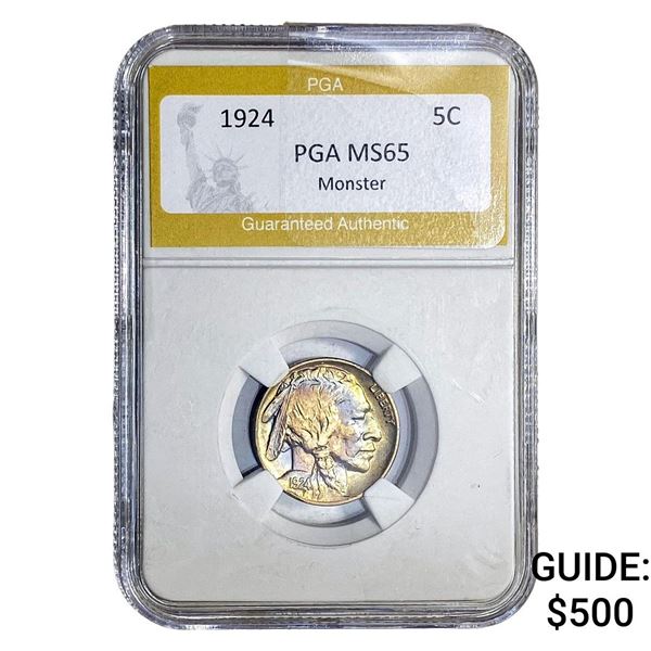 1924 Buffalo Nickel PGA MS65 Monster