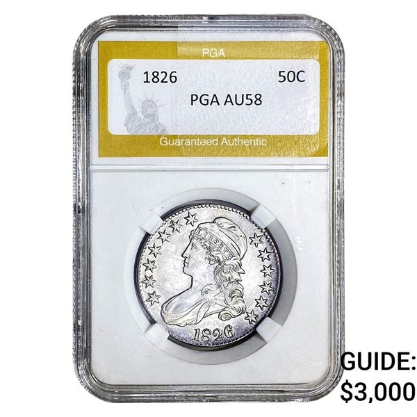 1826 Capped Bust Half Dollar PGA AU58