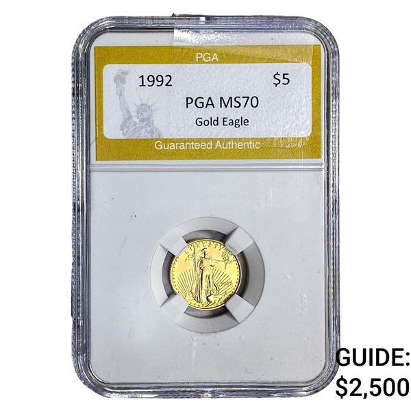 1992 1/10oz $5 Gold Eagle PGA MS70