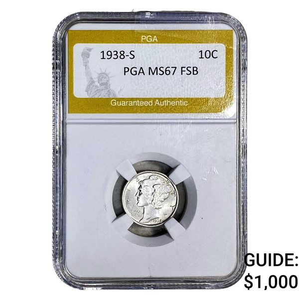 1938-S Mercury Silver Dime PGA MS67 FSB