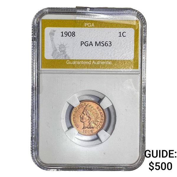 1908 Indian Head Cent PGA MS63