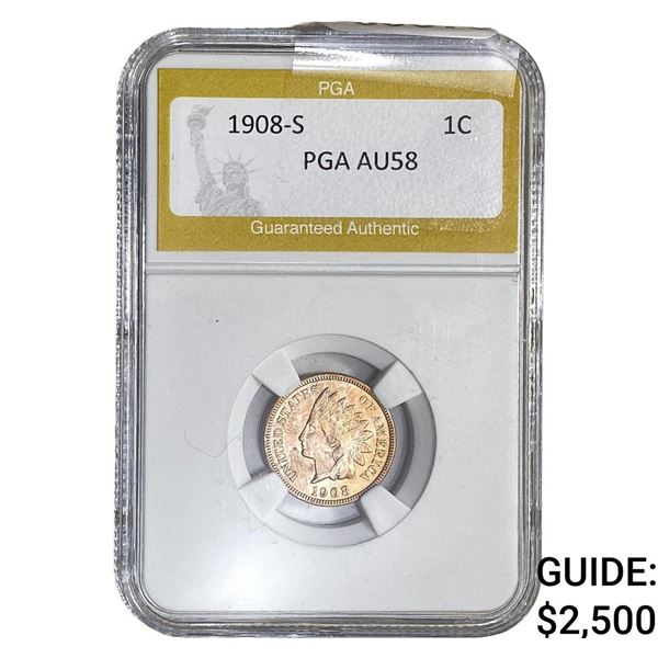 1908-S Indian Head Cent PGA AU58