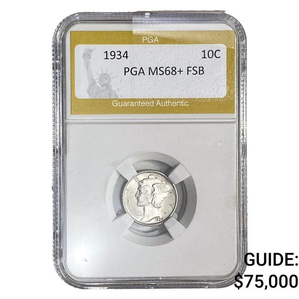 1934 Mercury Silver Dime PGA MS68+ FSB