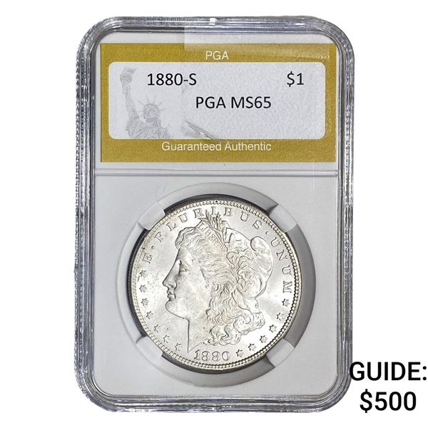 1880-S Morgan Silver Dollar PGA MS65