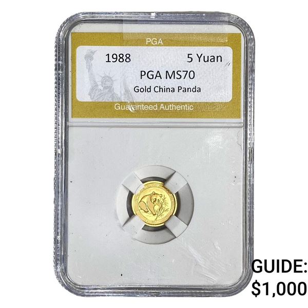 1988 1/20oz Gold China Panda 5 Yuan PGA MS70