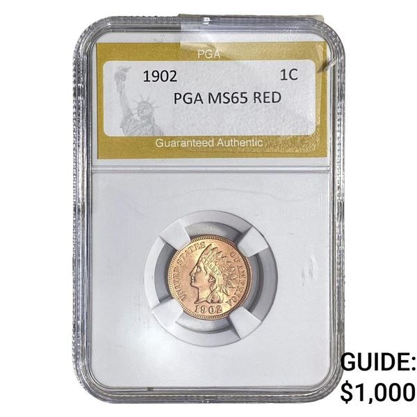 1902 Indian Head Cent PGA MS65 RED