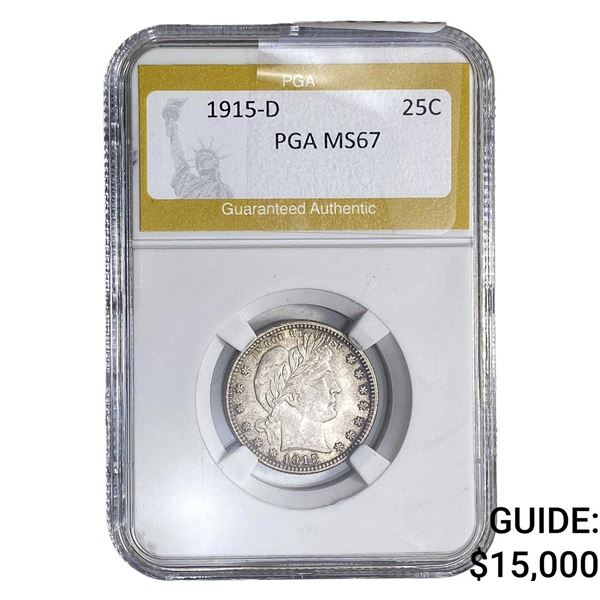 1915-D Barber Quarter PGA MS67