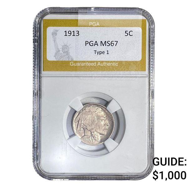 1913 Buffalo Nickel PGA MS67 Type 1