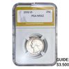 Image 1 : 1932-D Washington Silver Quarter PGA MS62