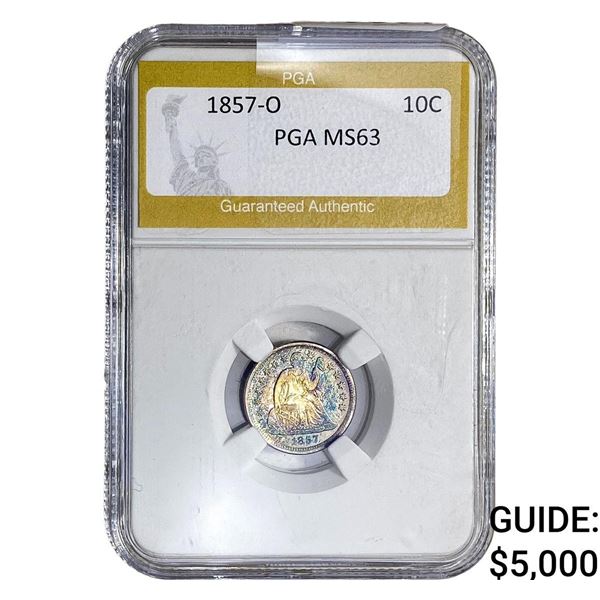 1857-O Seated Liberty Dime PGA MS63