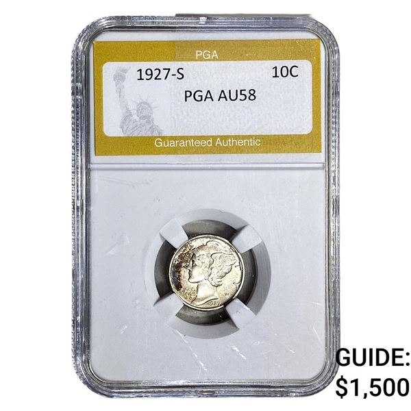 1927-S Mercury Silver Dime PGA AU58