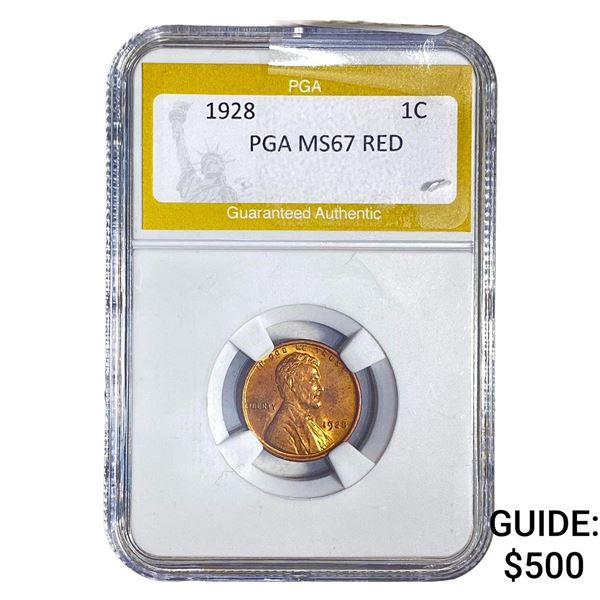 1928 Wheat Cent PGA MS67 RED