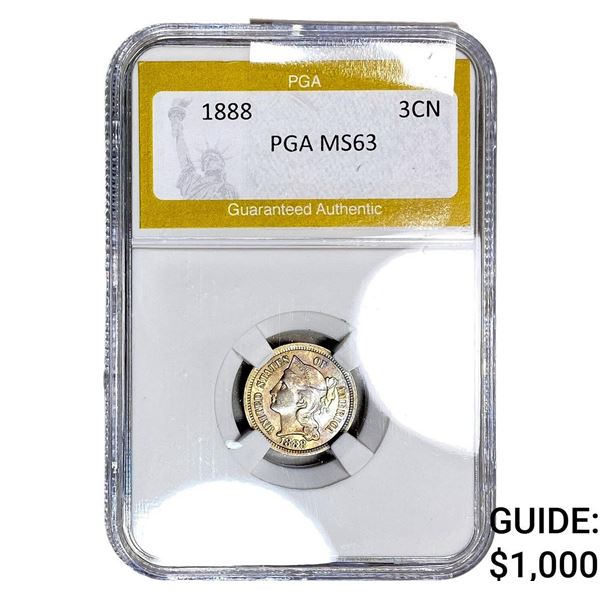 1888 Nickel Three Cent PGA MS63