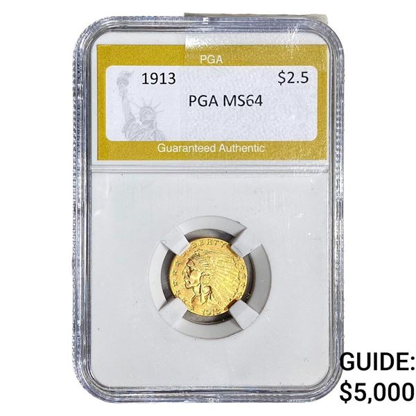 1913 $2.50 Gold Quarter Eagle PGA MS64