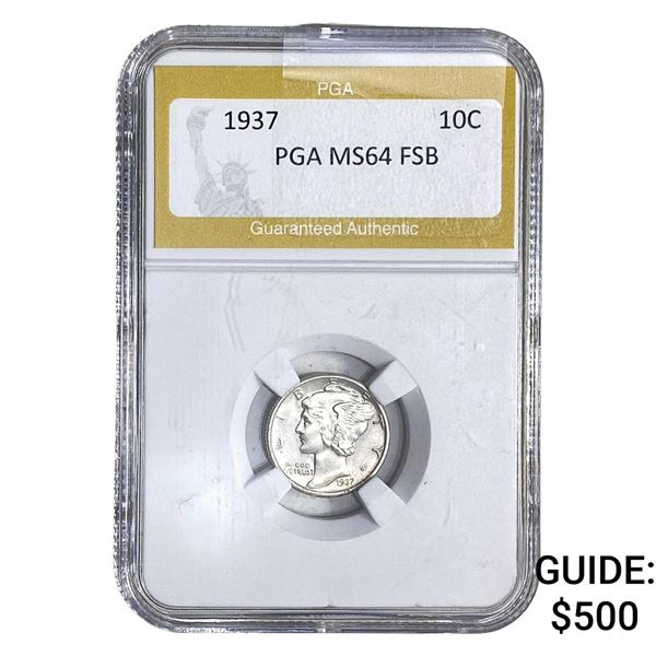1937 Mercury Silver Dime PGA MS64 FSB