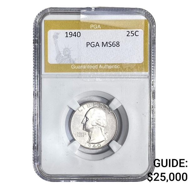 1940 Washington Silver Quarter PGA MS68