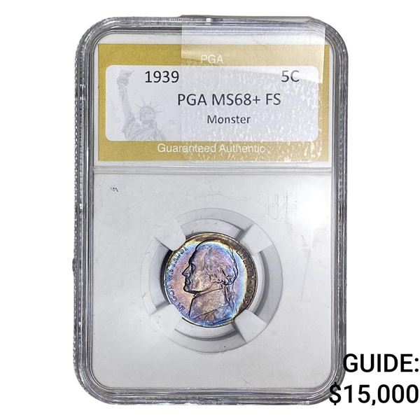 1939 Jefferson Nickel PGA MS68+ FS Monster