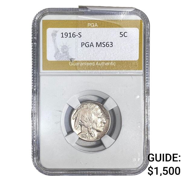 1916-S Buffalo Nickel PGA MS63