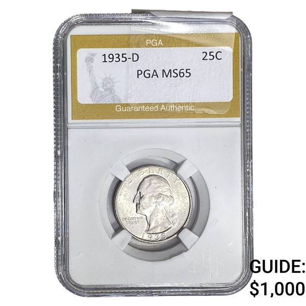 1935-D Washington Silver Quarter PGA MS65