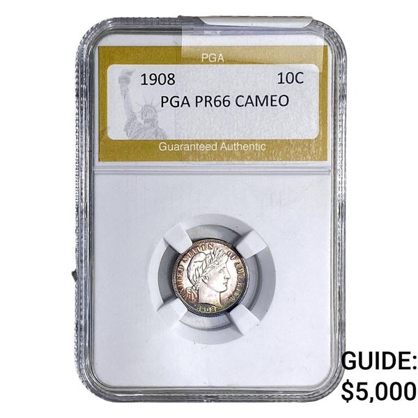 1908 Barber Dime PGA PR66 CAMEO