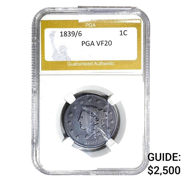 1839/6 Coronet Head Large Cent PGA VF20
